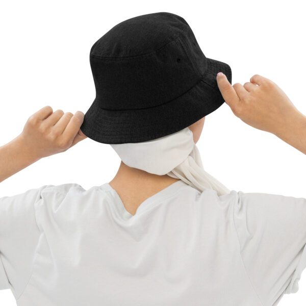 Arm of YAH Denim bucket hat - Image 4