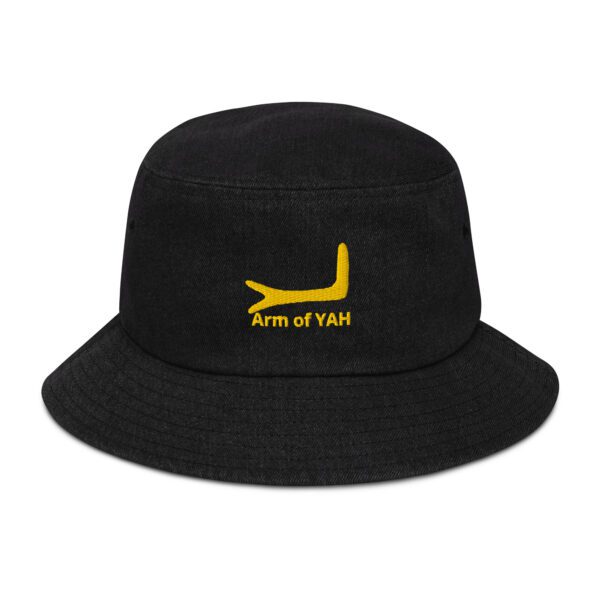 Arm of YAH Denim bucket hat - Image 6