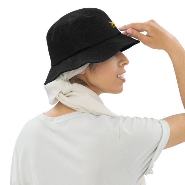 Arm of YAH Denim bucket hat - Image 3