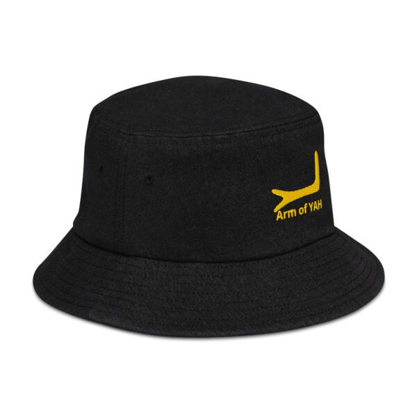 Arm of YAH Denim bucket hat - Image 8
