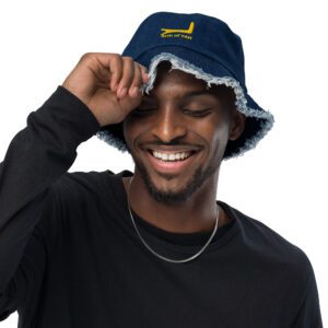 Arm of YAH Distressed denim bucket hat